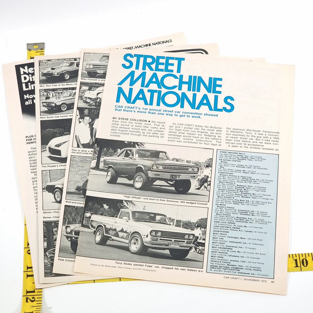 1972 1st Annual Car Craft Street Machine Nationals 7-Page Article Garage Wall